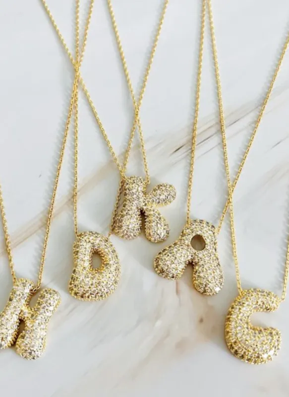 Crystal Bubble Initial Necklace sold by Rebdolls