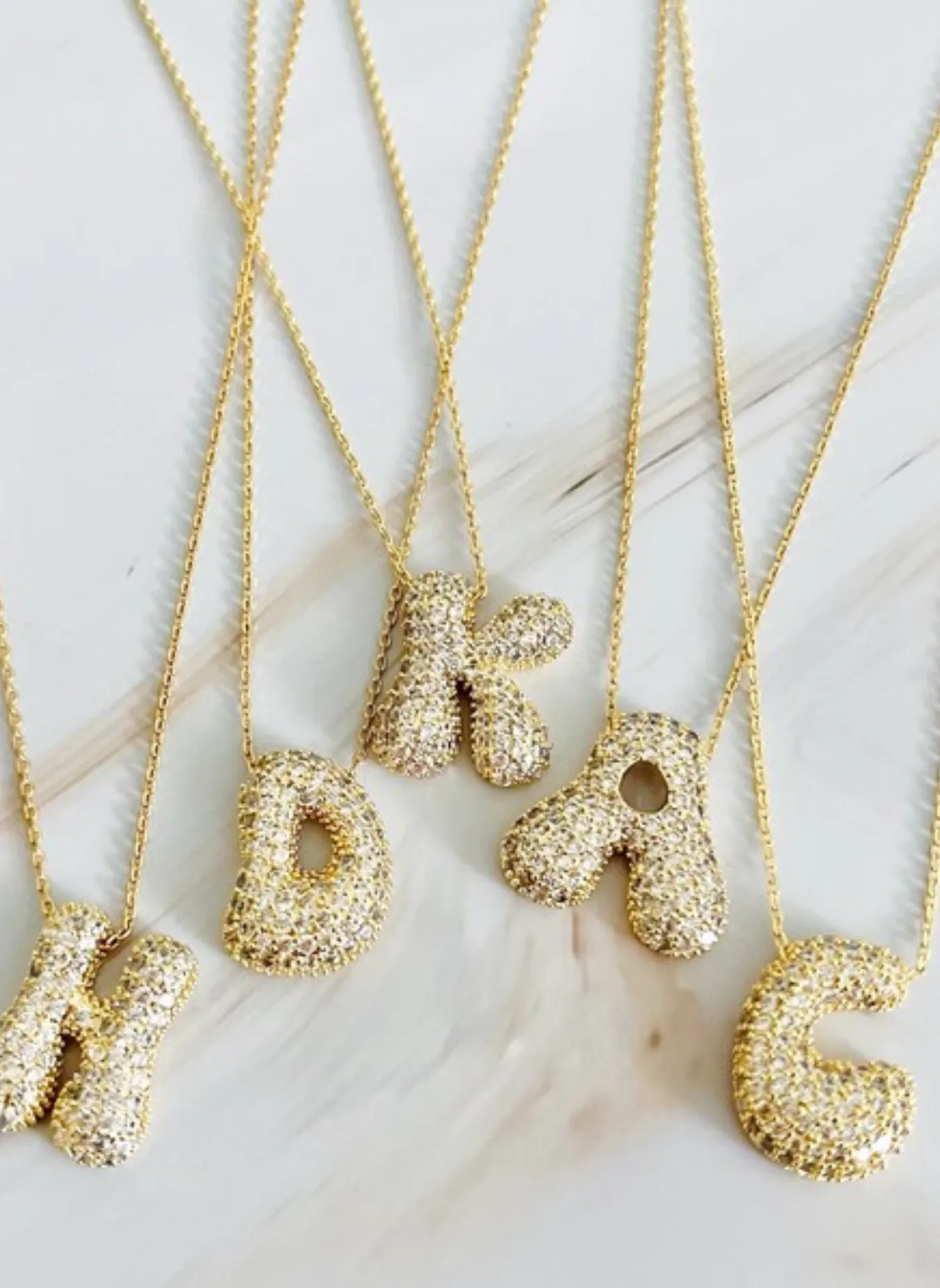 Crystal Bubble Initial Necklace sold by Rebdolls