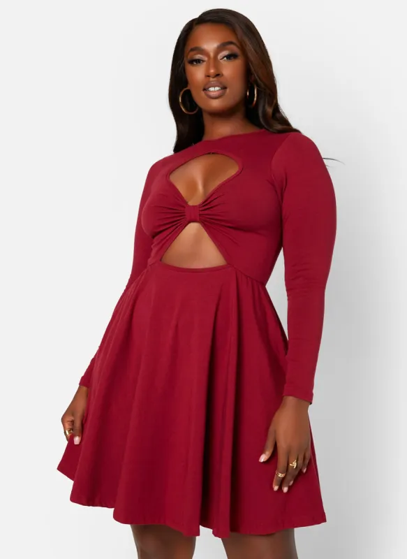 Spellbound Cotton Double Cut Out Mini Skater Dress W. Pockets sold by Rebdolls