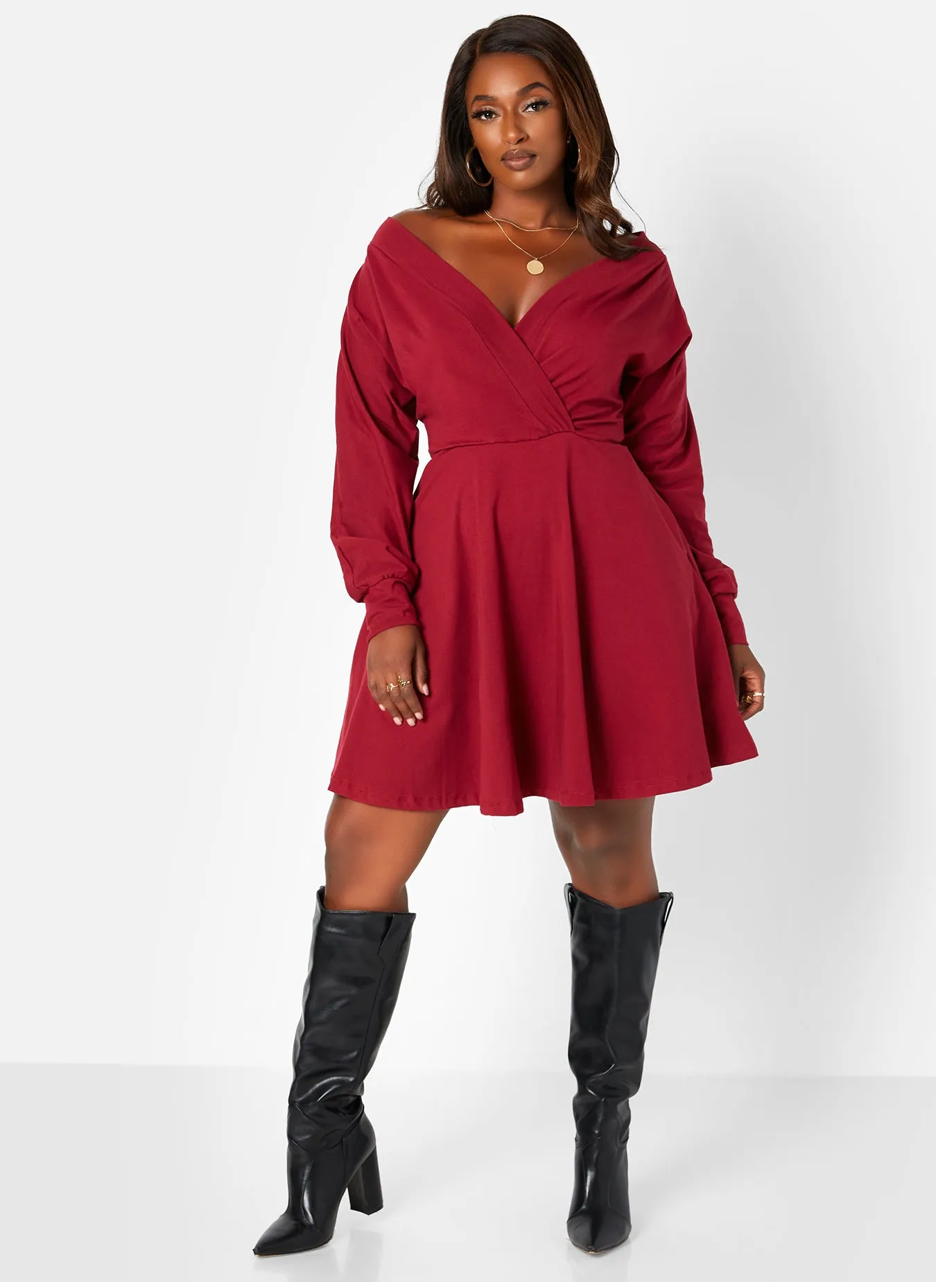 Class Flirt Cotton Off The Shoulder Mini Skater Dress W. Pockets sold by Rebdolls product image thumbnail 3