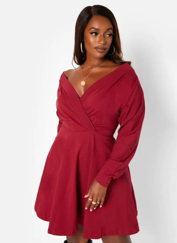Class Flirt Cotton Off The Shoulder Mini Skater Dress W. Pockets sold by Rebdolls