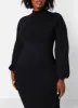 Turtleneck Cotton Puff Sleeves Bodycon Midi Dress sold by Rebdolls