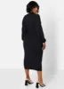 Turtleneck Cotton Puff Sleeves Bodycon Midi Dress sold by Rebdolls