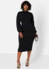 Turtleneck Cotton Puff Sleeves Bodycon Midi Dress sold by Rebdolls