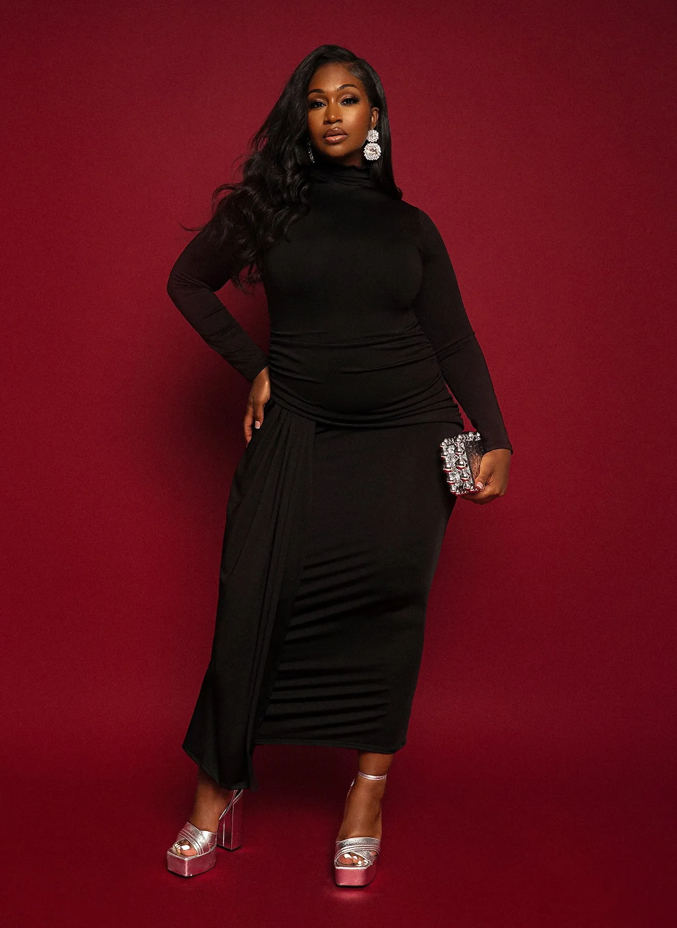 Angel Ruched Detail Slip Maxi Dress sold by Rebdolls