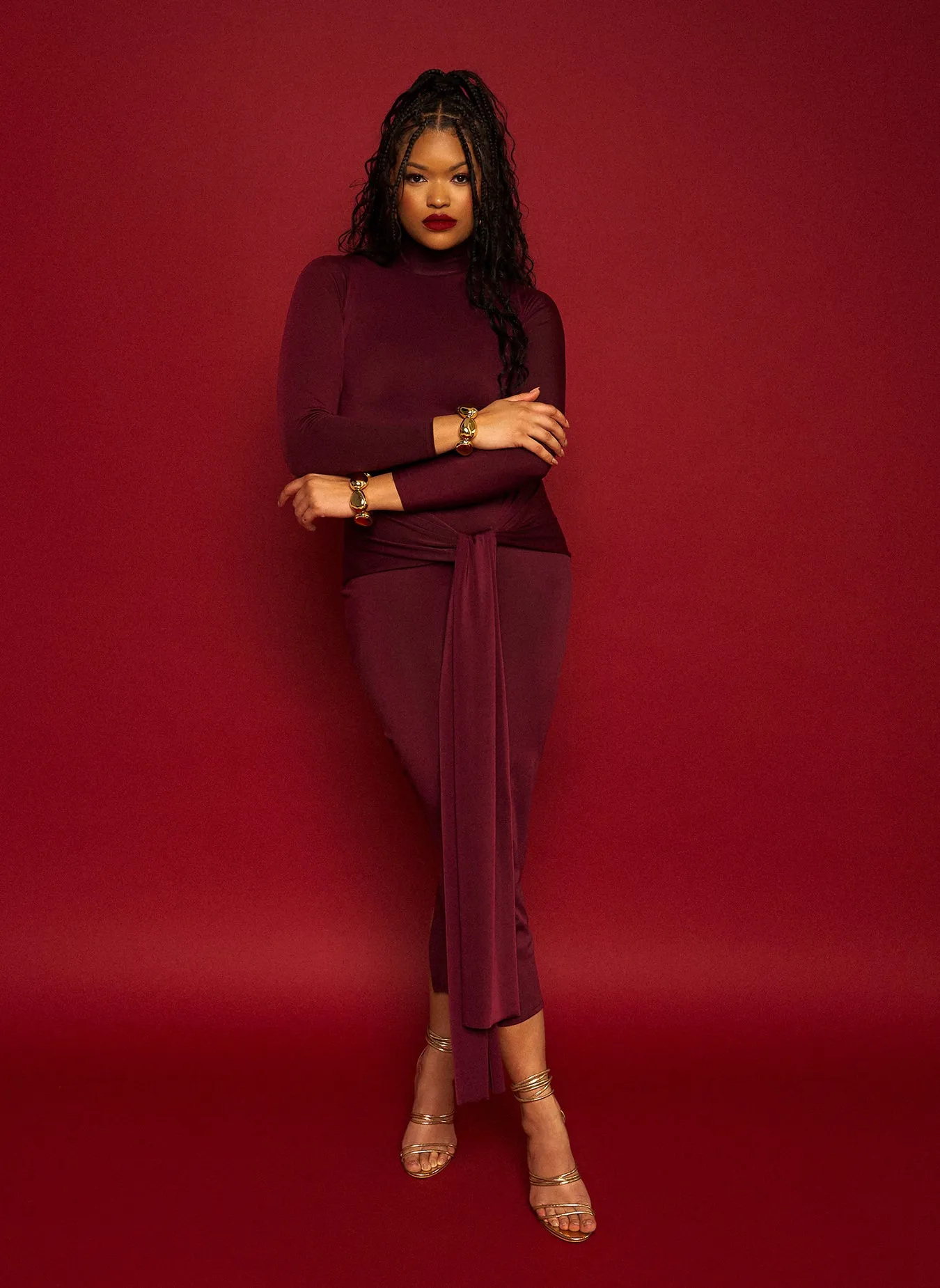 Mary Draped Tie Bodycon Maxi Dress sold by Rebdolls product image thumbnail 4