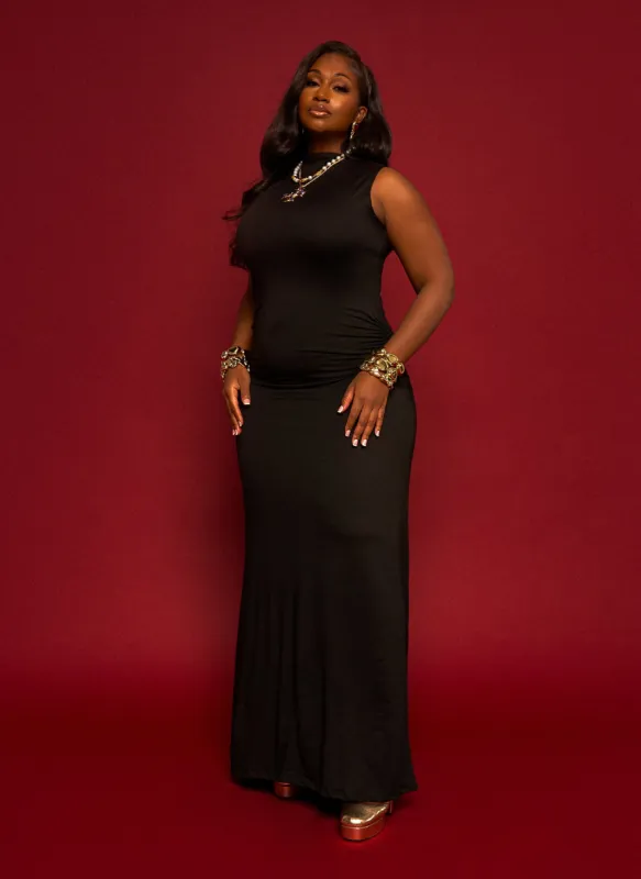 Grace Ruched Slip Maxi Dress sold by Rebdolls