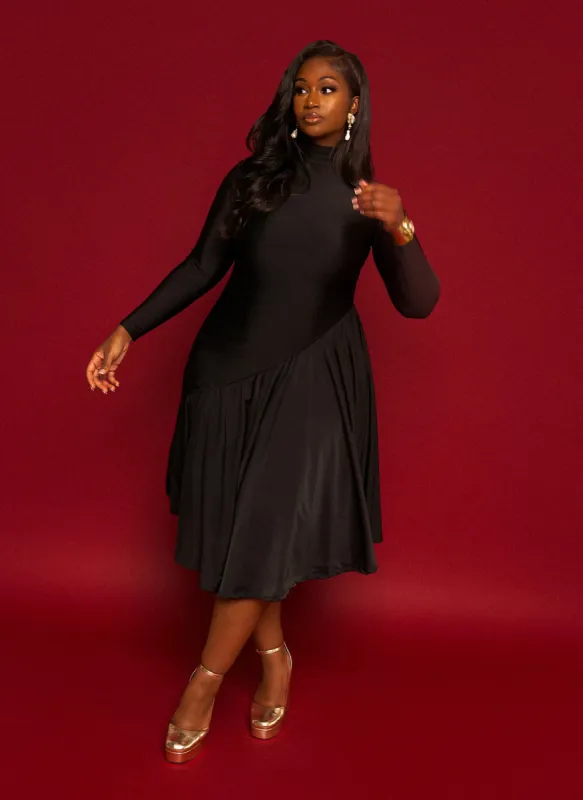 Holly Assymetrical Skater Midi Dress sold by Rebdolls