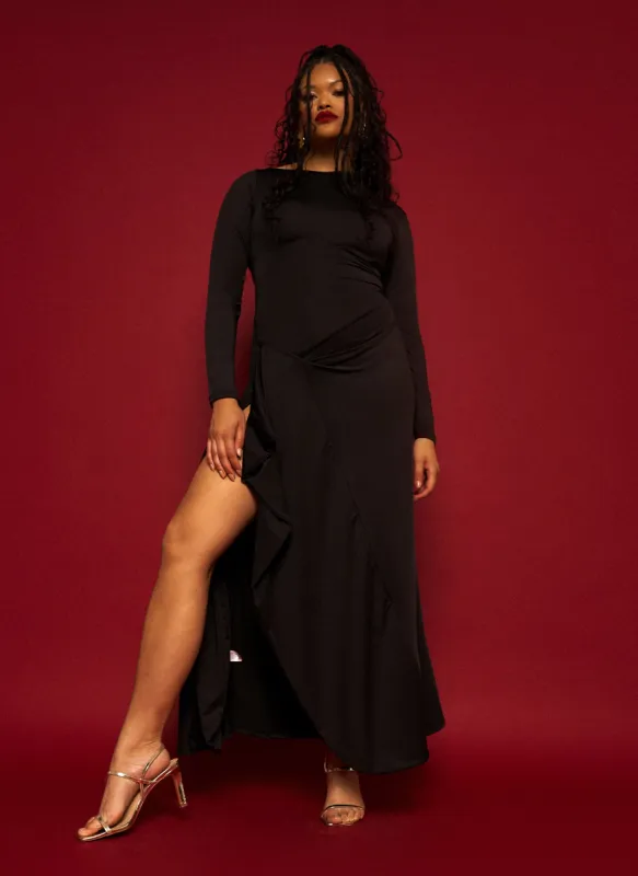 Bell Adjustable Waist Maxi Dress W. Side Slit sold by Rebdolls