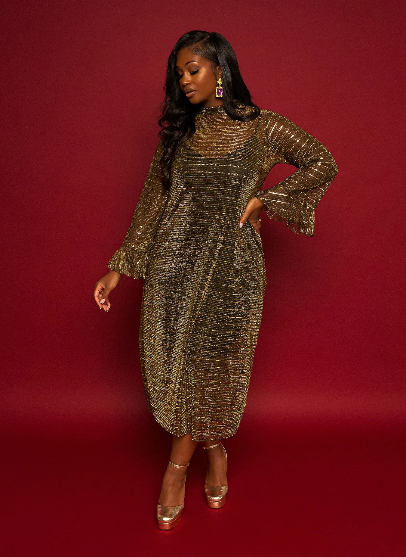 Imani Shimmer Sheer Oversized Slip Dress sold by Rebdolls