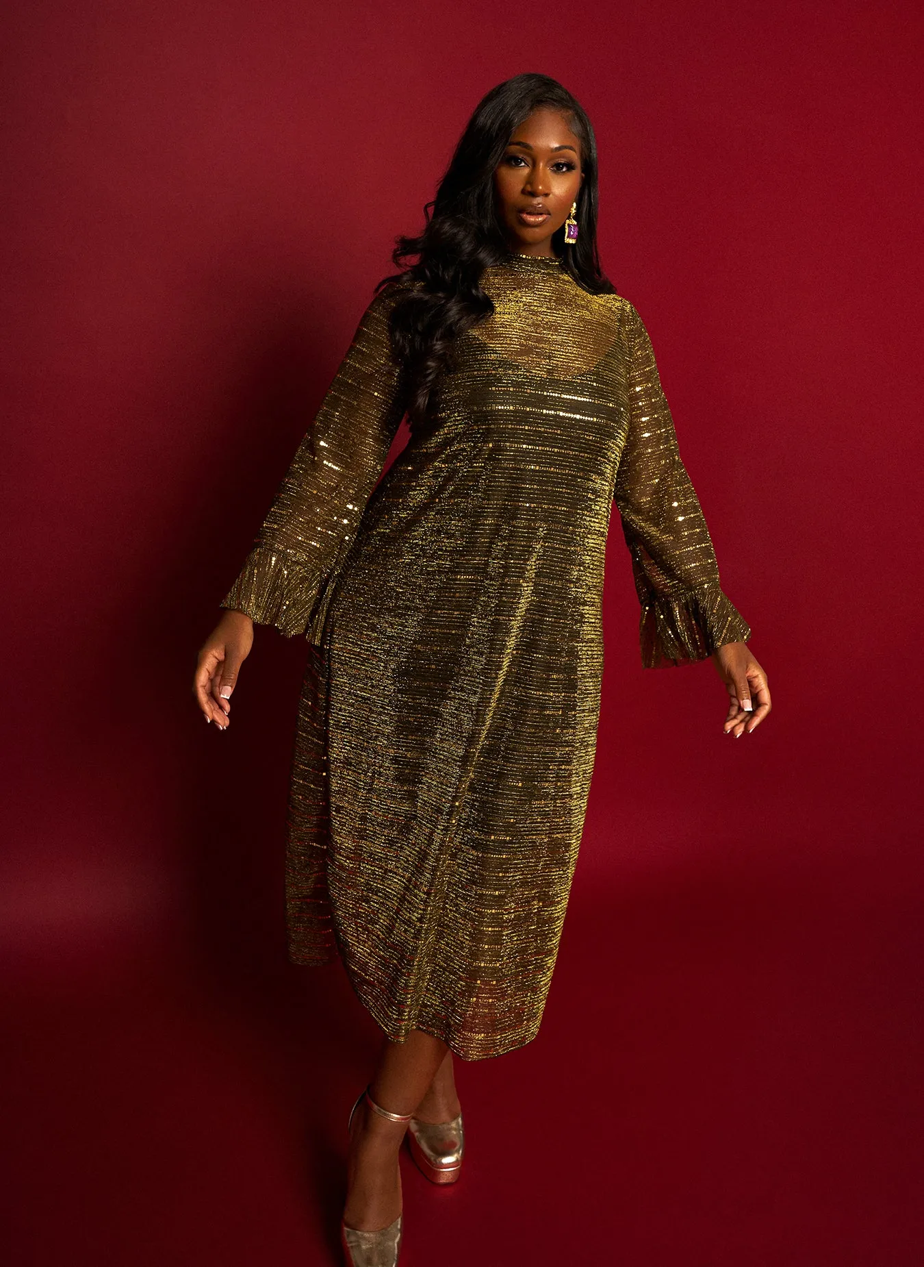 Imani Shimmer Sheer Oversized Slip Dress sold by Rebdolls product image thumbnail 2