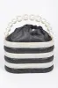 Faux Pearl Handle Rhinestone Statement Bucket Clutch sold by Rebdolls