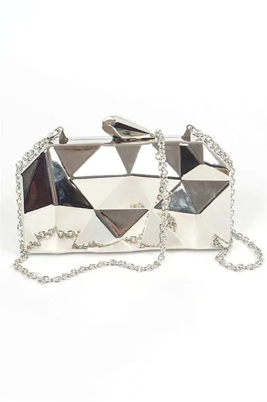Shinny Iconic Edgy Box Clutch sold by Rebdolls