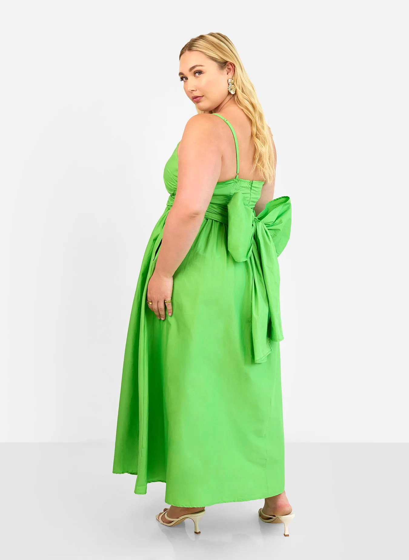 Kismet Poplin Belted Maxi Skater Dress - Lime sold by Rebdolls product image thumbnail 5