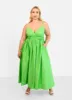Kismet Poplin Belted Maxi Skater Dress - Lime sold by Rebdolls