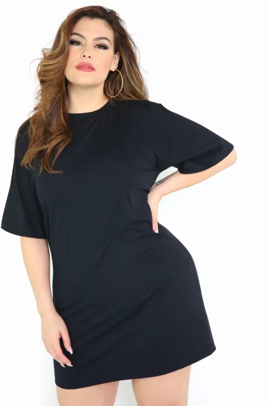 Essential Oversized T-Shirt Dress - Black sold by Rebdolls