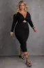 Never The Same Keyhole Long Sleeve Bodycon Midi Dress sold by Rebdolls