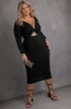 Never The Same Keyhole Long Sleeve Bodycon Midi Dress sold by Rebdolls
