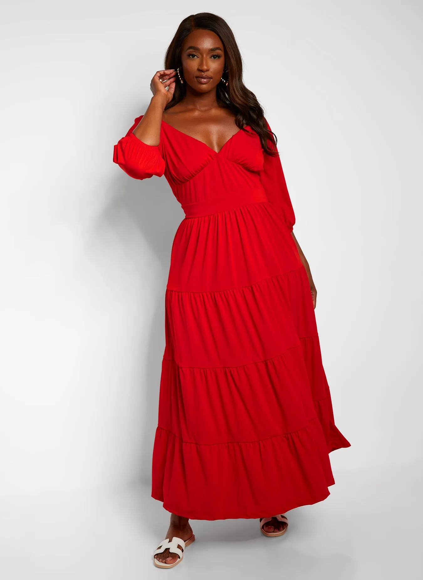 Dream Of Me Tiered Maxi A Line Dress - Red sold by Rebdolls product image thumbnail 4