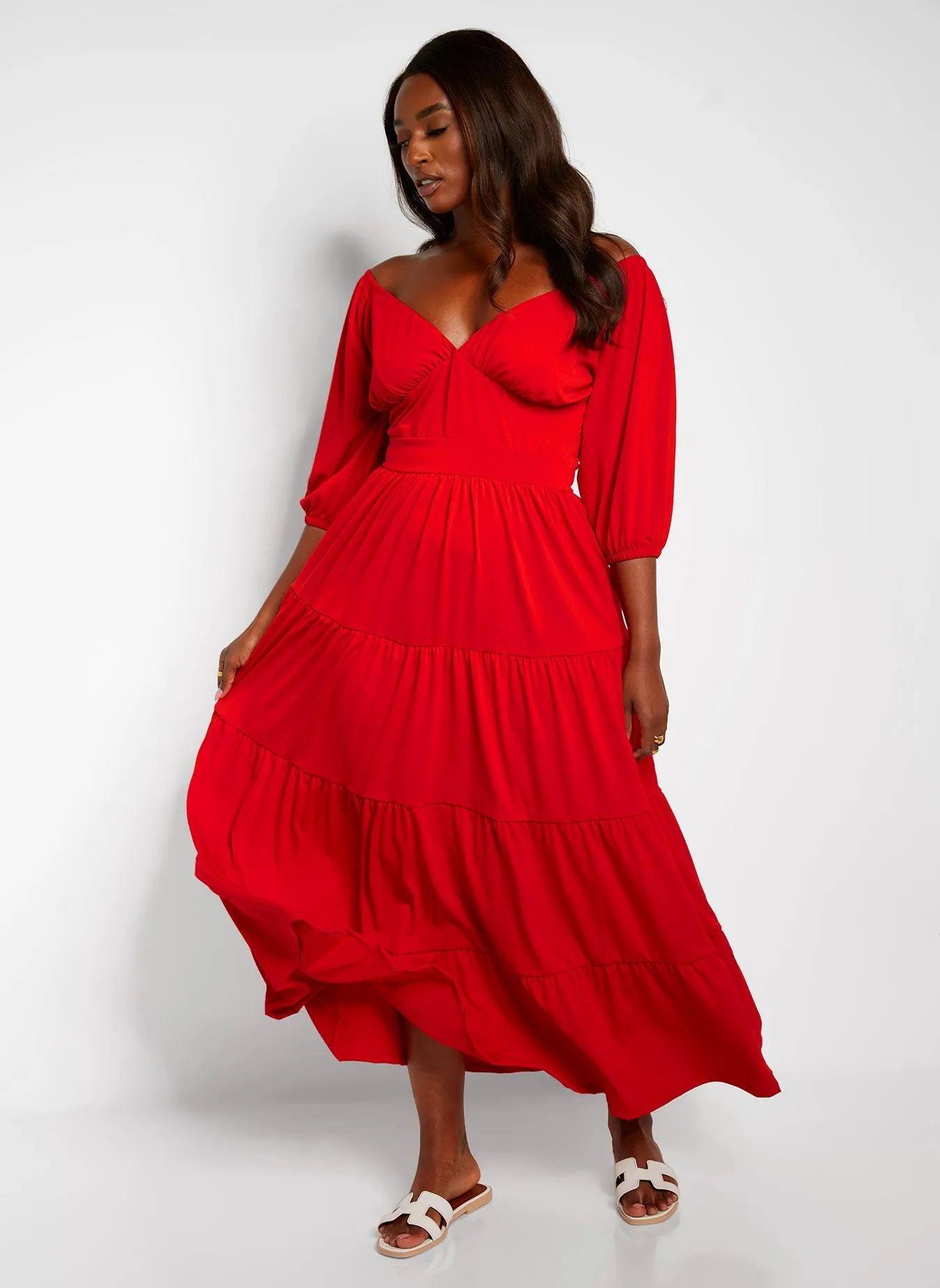 Dream Of Me Tiered Maxi A Line Dress - Red sold by Rebdolls