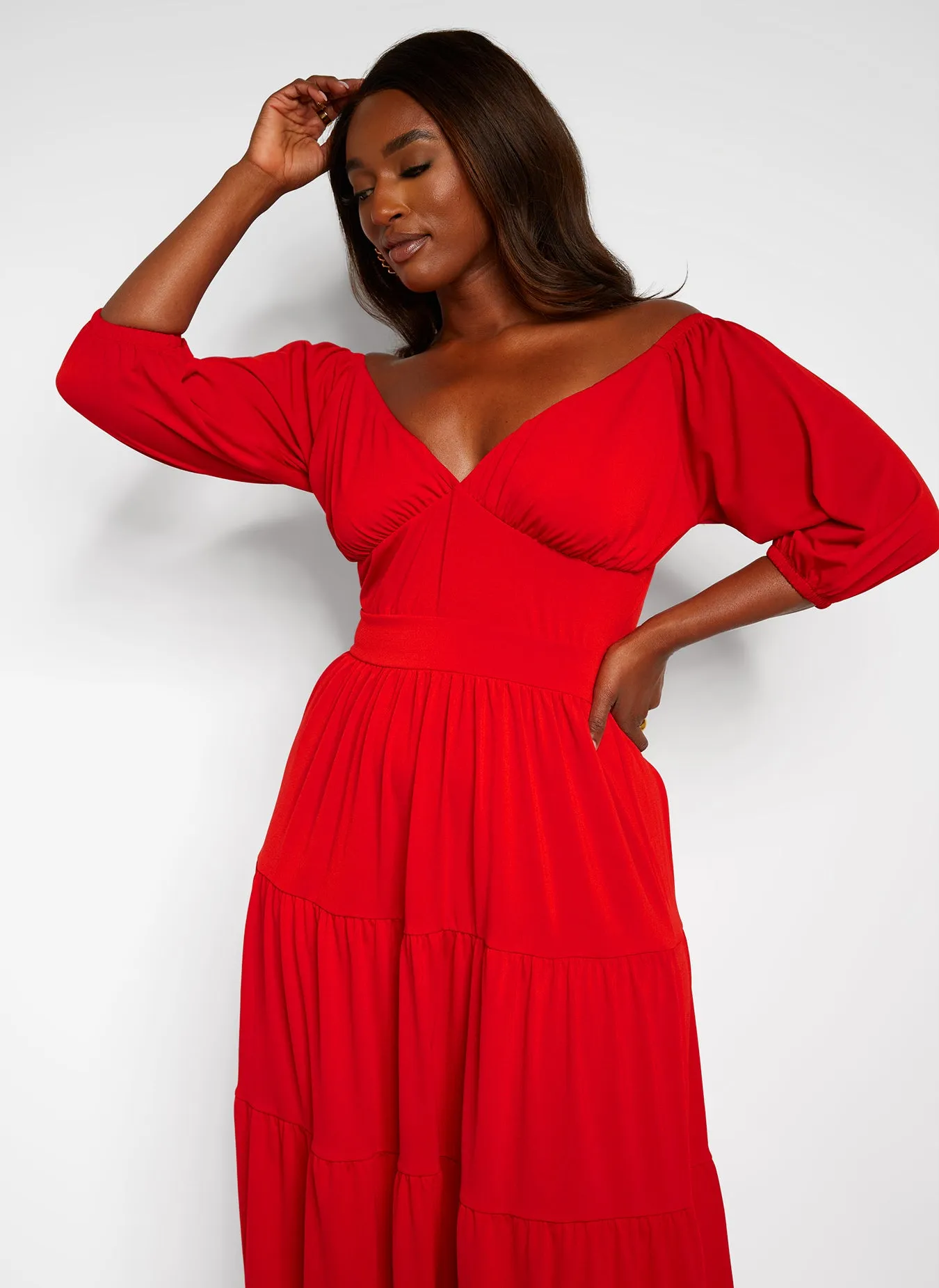 Dream Of Me Tiered Maxi A Line Dress - Red sold by Rebdolls product image thumbnail 5