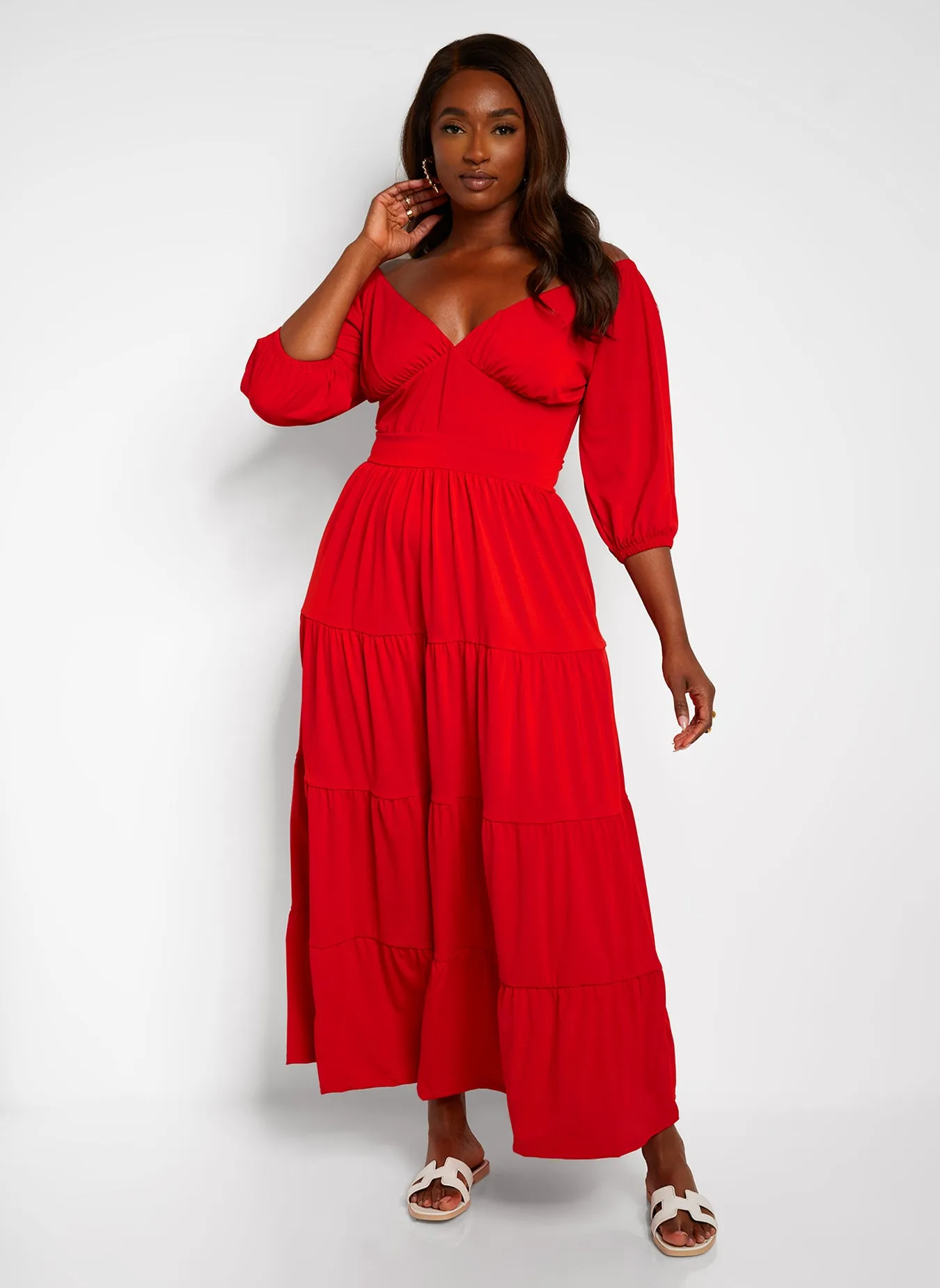 Dream Of Me Tiered Maxi A Line Dress - Red sold by Rebdolls product image thumbnail 2
