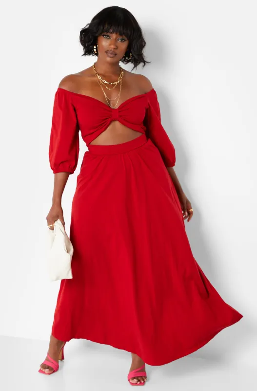 Want It All Twist Front Cut Out Maxi A Line Dress sold by Rebdolls