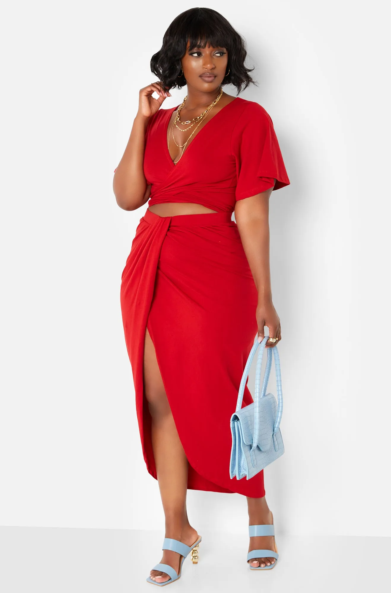 Carmen Wrap Front Midi Bodycon Skirt sold by Rebdolls product image thumbnail 4