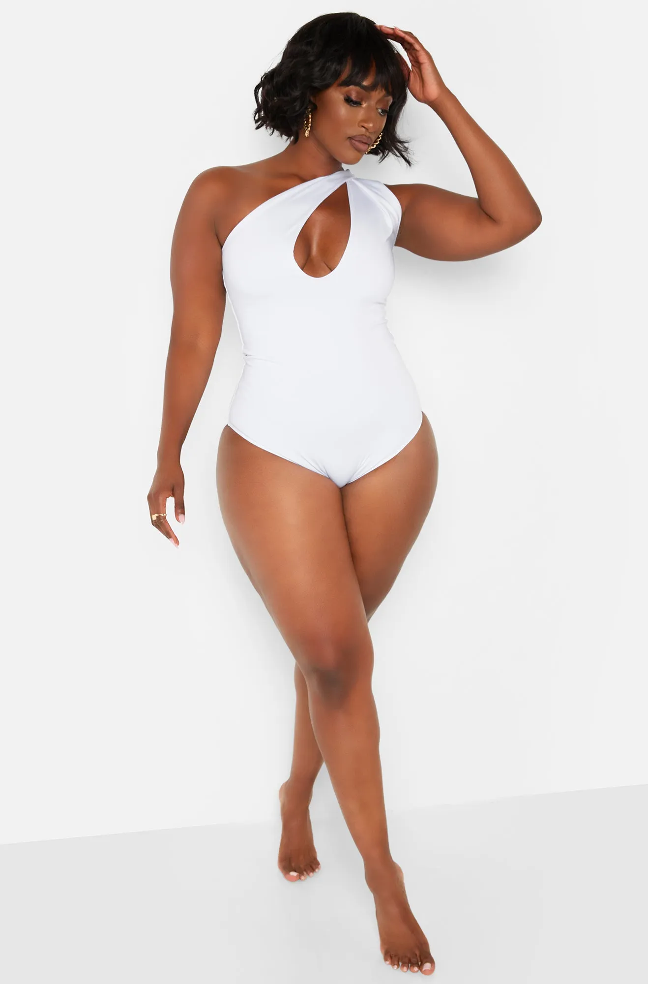 Honey Cut Out One Shoulder Swimsuit - White sold by Rebdolls product image thumbnail 2