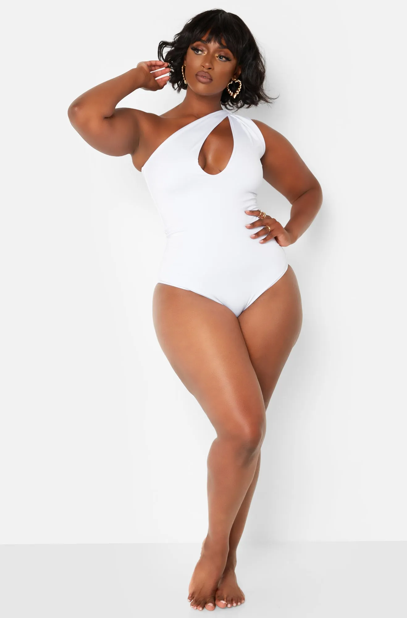 Honey Cut Out One Shoulder Swimsuit - White sold by Rebdolls product image thumbnail 4
