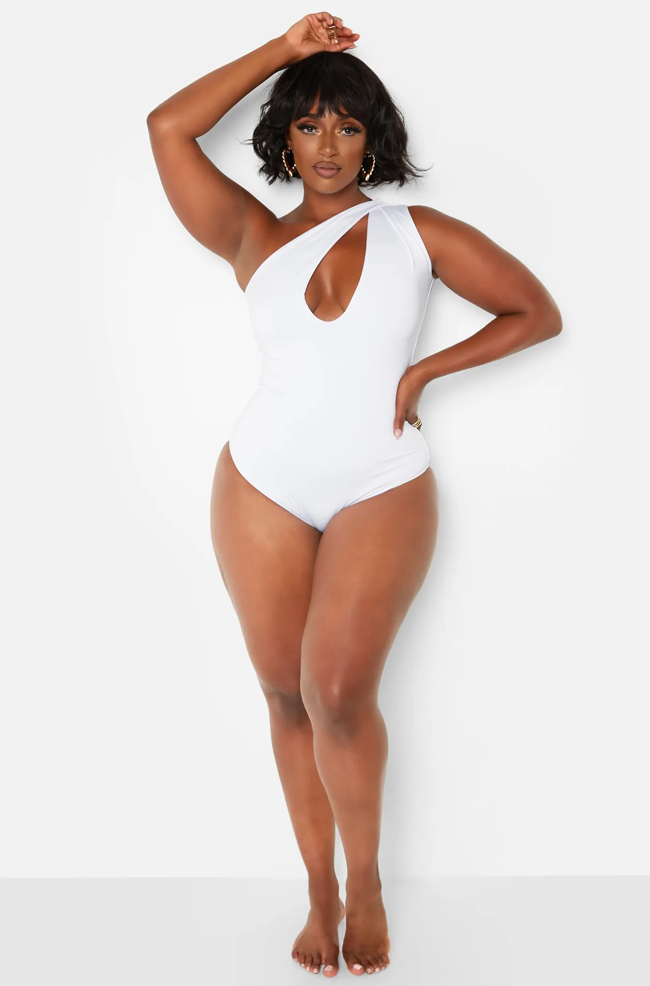 Honey Cut Out One Shoulder Swimsuit - White sold by Rebdolls product image thumbnail 3
