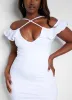 Got His Attention Ruched Bodycon Midi Dress - White sold by Rebdolls
