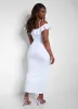Got His Attention Ruched Bodycon Midi Dress - White sold by Rebdolls