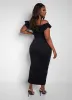 Got His Attention Ruched Bodycon Midi Dress - Black sold by Rebdolls
