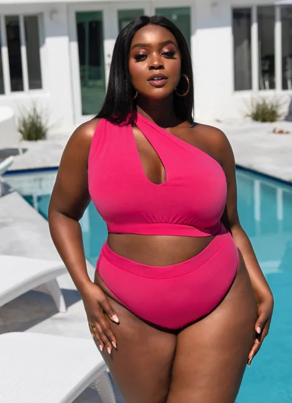 Good Catch One Shoulder Cut-Out Bikini Top sold by Rebdolls