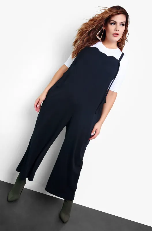 All Talk Overall Style Cropped Jumper - Black sold by Rebdolls