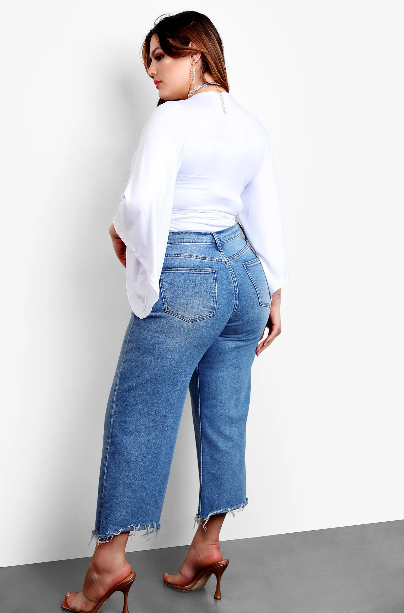 Go On Kimono Sleeve Wrap Around Tie Front Crop Top - White sold by Rebdolls product image thumbnail 4