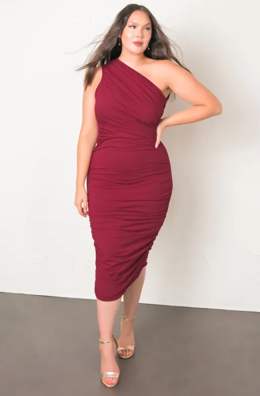 One Shoulder Ruched Midi Dress sold by Rebdolls