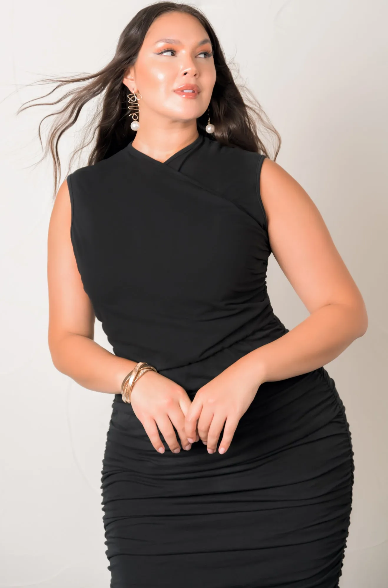 Ruched Bodycon Midi Dress sold by Rebdolls product image thumbnail 4