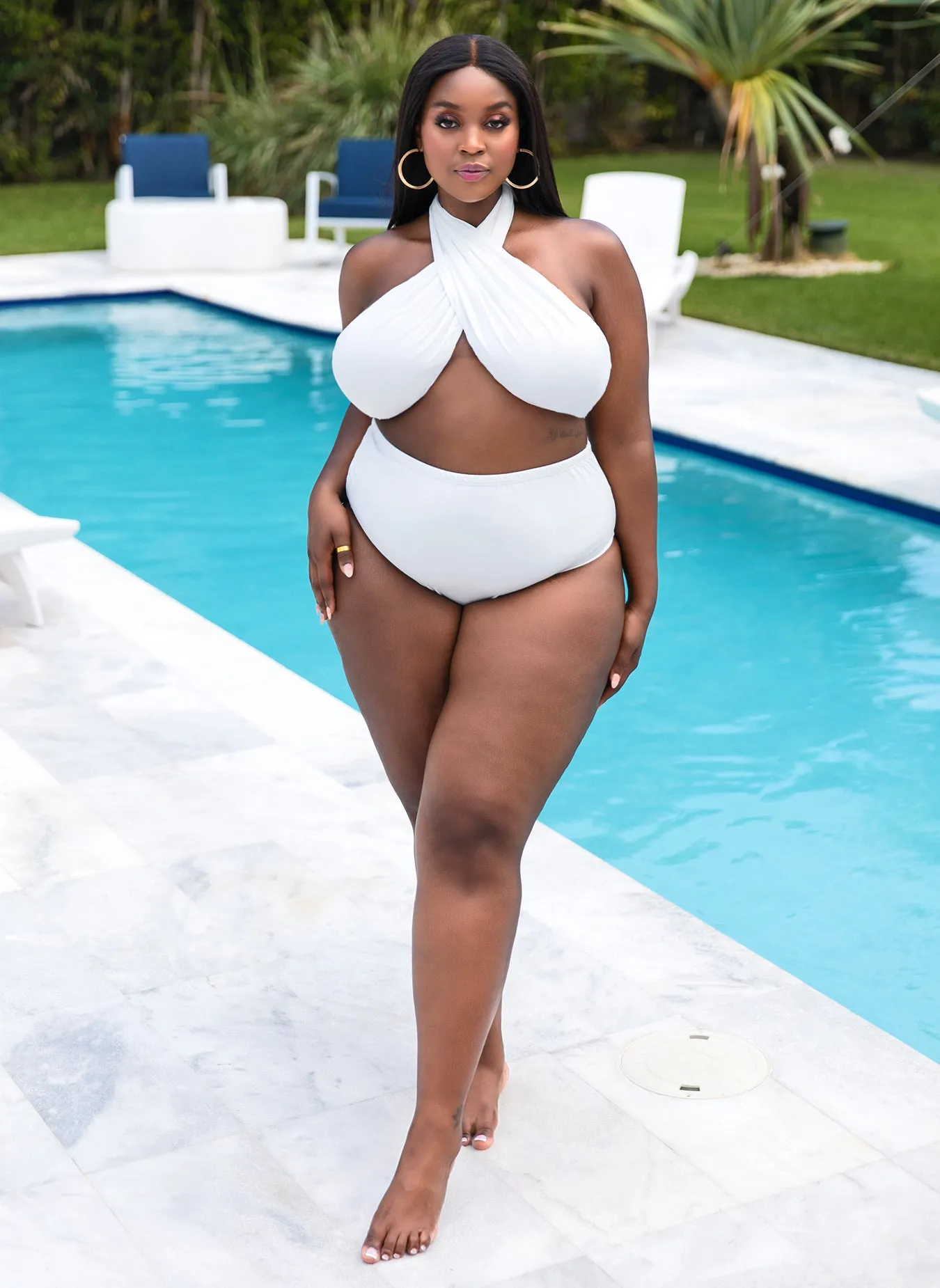 Island Babe Full Coverage Swim Bottom - White sold by Rebdolls