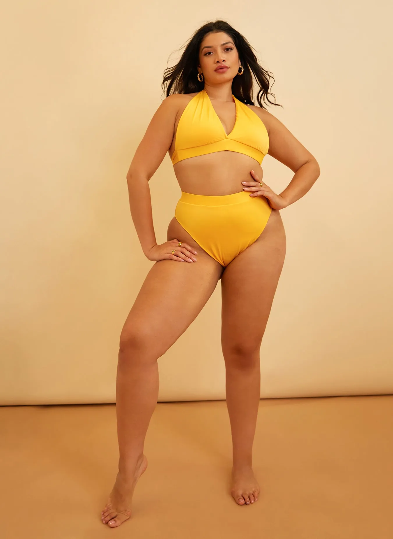 Essential High Waist Bikini Bottom - Yellow sold by Rebdolls