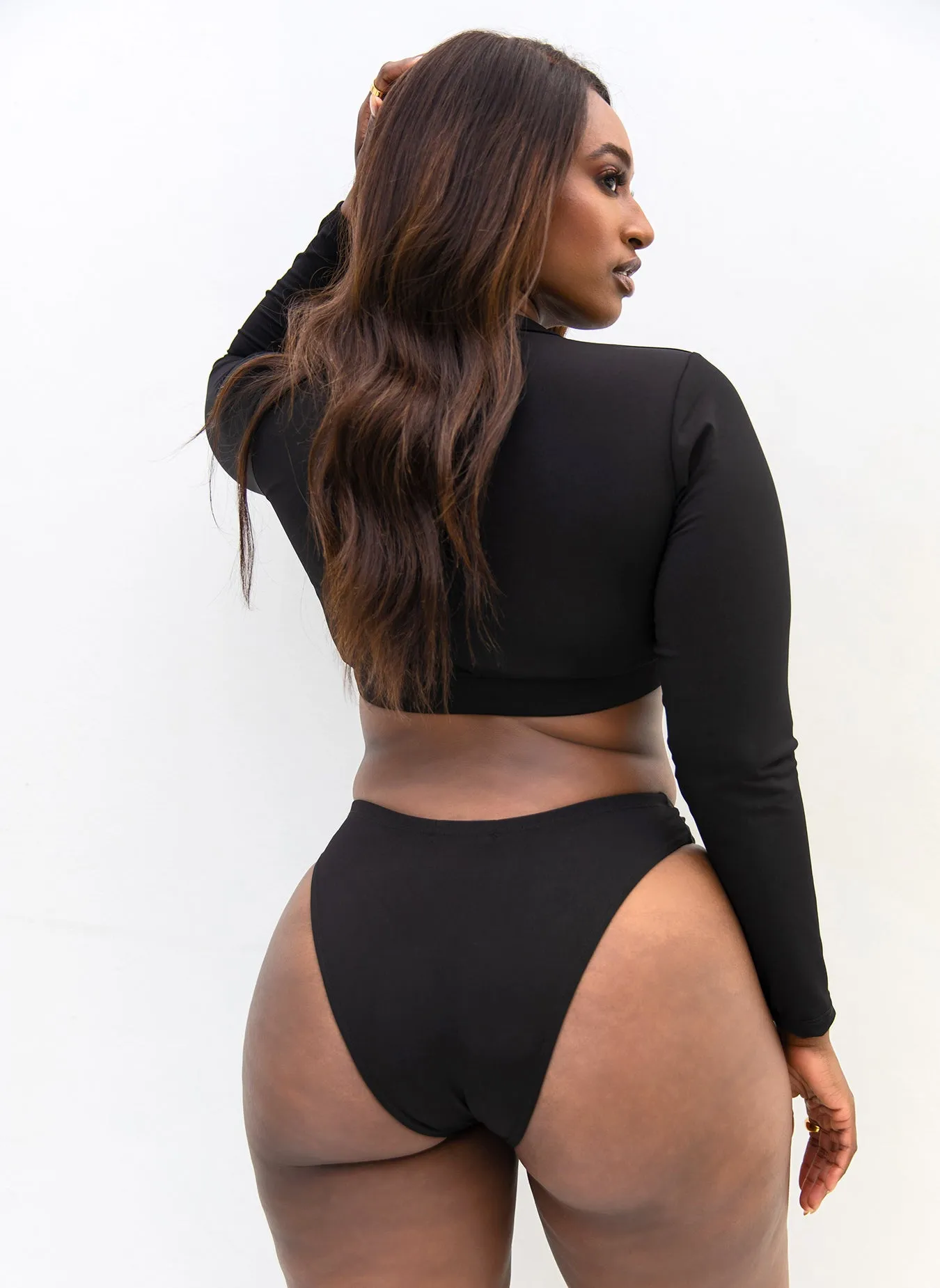 Essential Long Sleeve Crew Swim Top - Black sold by Rebdolls product image thumbnail 4