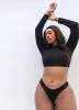 Essential Long Sleeve Crew Swim Top - Black sold by Rebdolls