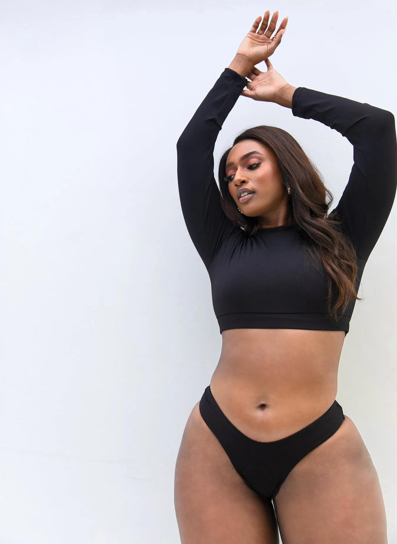 Essential Long Sleeve Crew Swim Top - Black sold by Rebdolls product image thumbnail 2