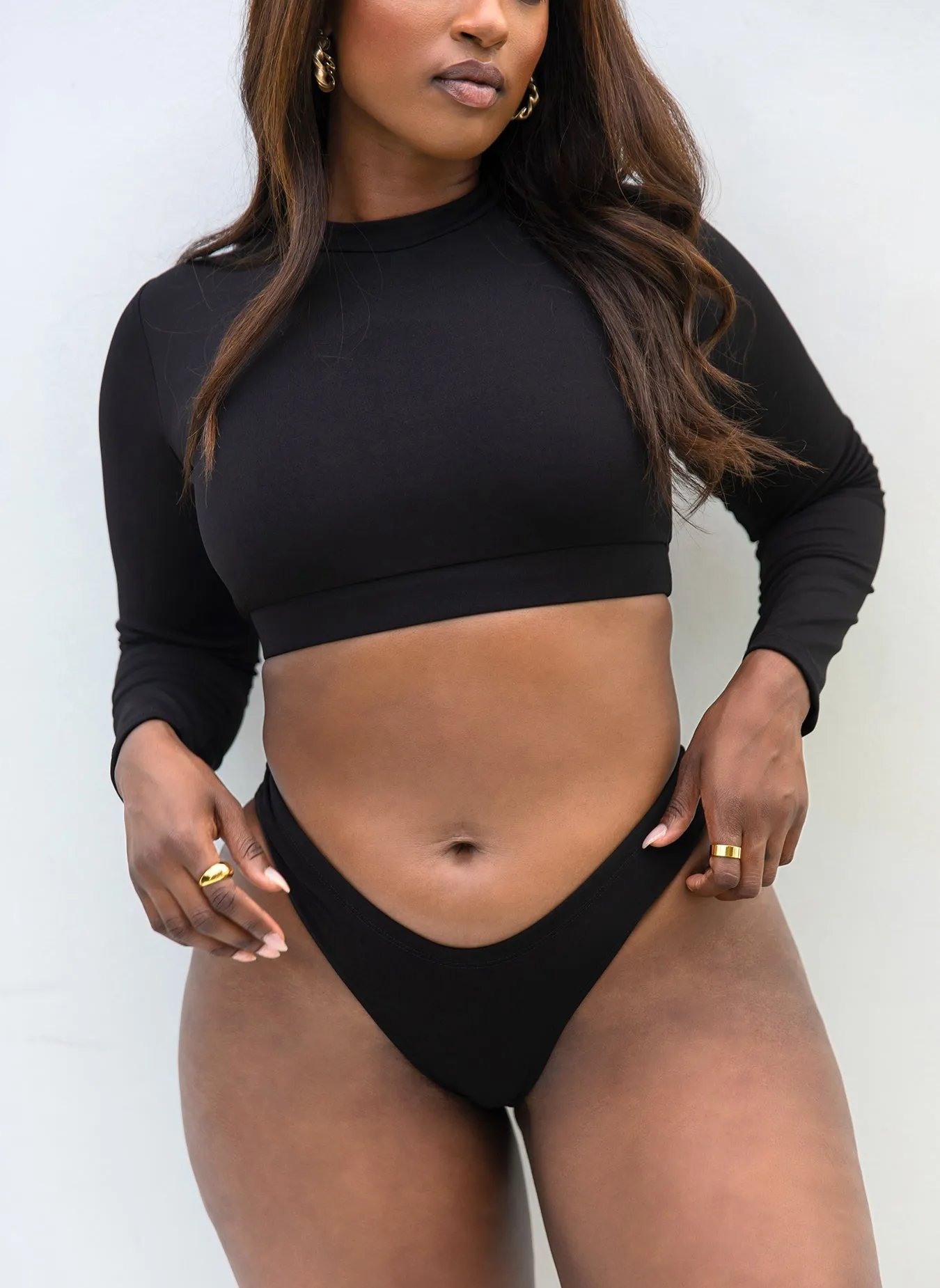 Essential Long Sleeve Crew Swim Top - Black sold by Rebdolls product image thumbnail 3