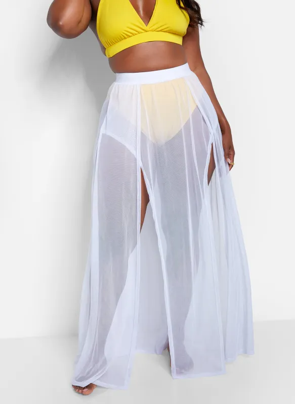 Luz Sheer Maxi Cover Up Skirt - White sold by Rebdolls