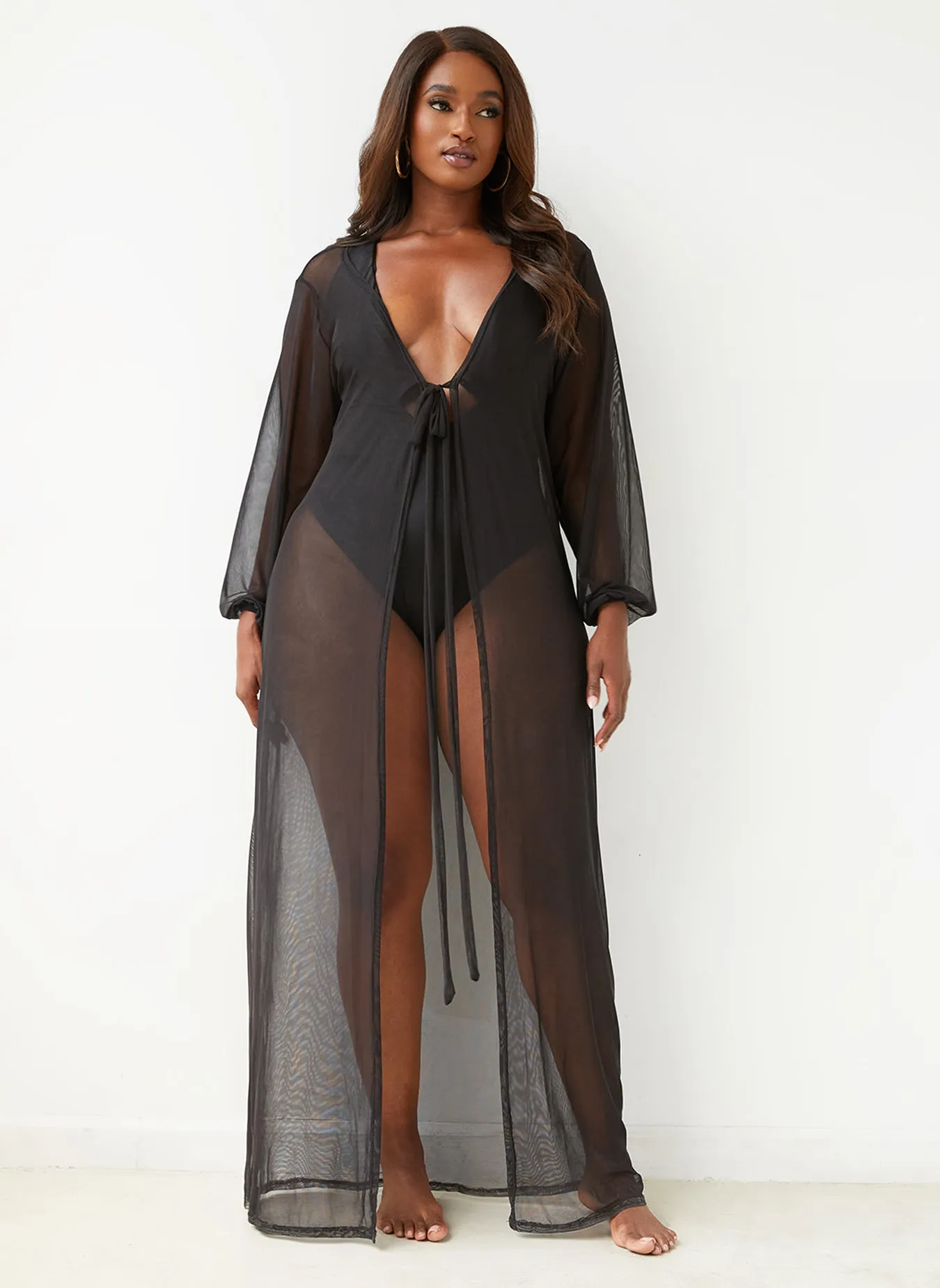 Sophia Long Sleeve Sheer Swim Cover-Up sold by Rebdolls product image thumbnail 3