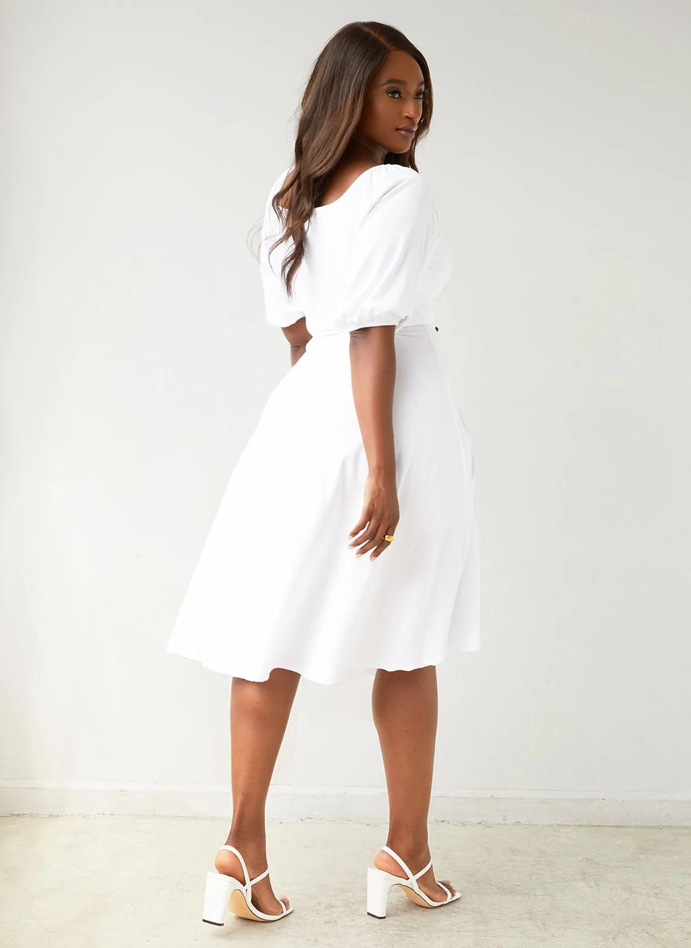 Samantha Puff Sleeve Midi A Line Dress sold by Rebdolls product image thumbnail 5