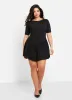 Essential Boat Neck Mini Skater Dress - Black sold by Rebdolls