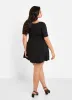Essential Boat Neck Mini Skater Dress - Black sold by Rebdolls